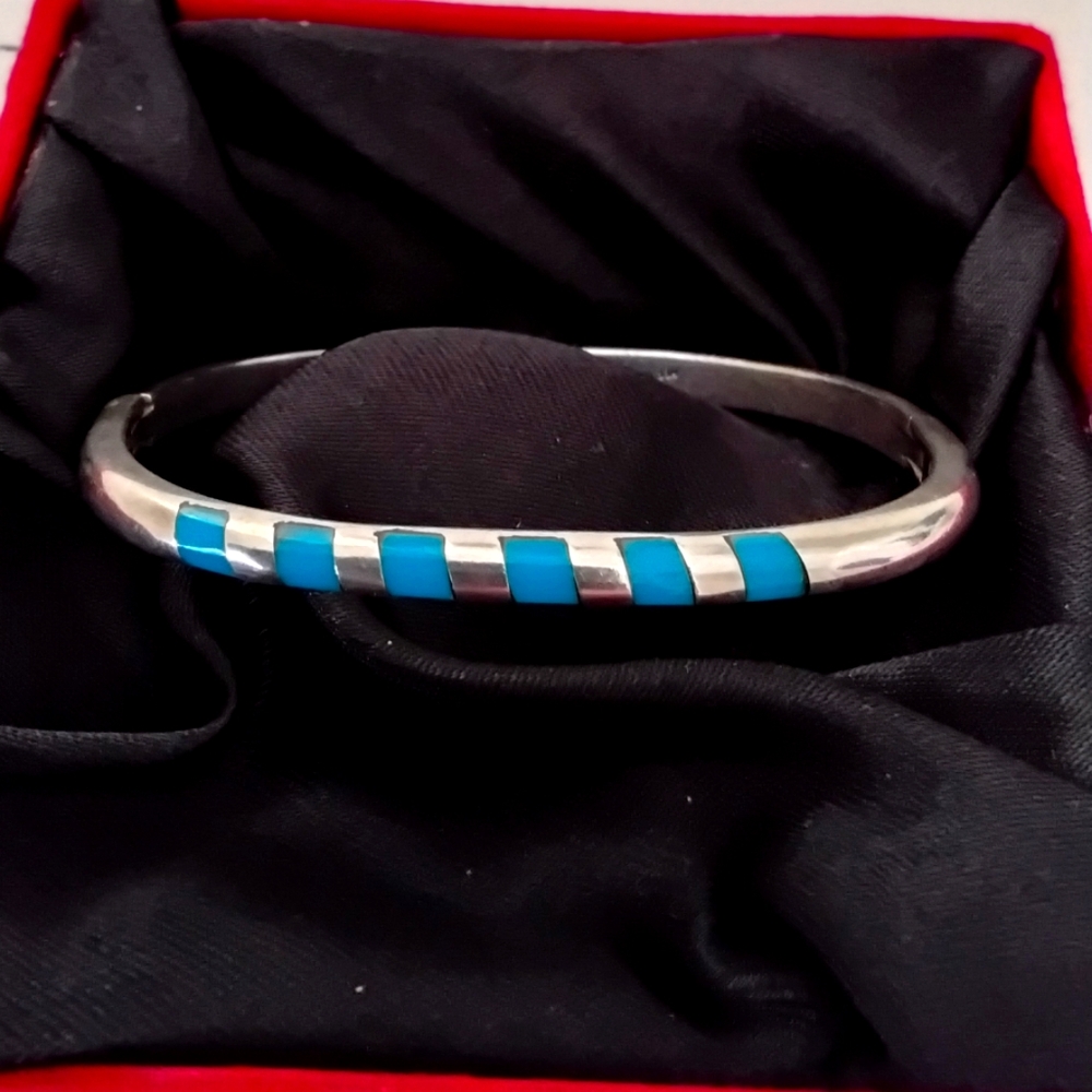 FAUX TURQUOISE STERLING SILVER BRACELET